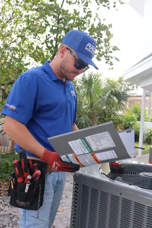 Rack Air technician with service van in DeBary FL
